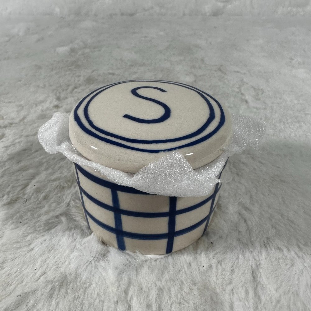 C.R. Gibson Flourish Monogram Letter 'S' Ceramic Trinket and Jewelry Box NIB